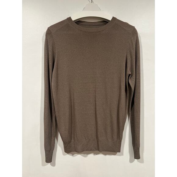 Women’s Minimalist Rayon Nylon Sweater Taupe Large Business Casual Officewear - Picture 2 of 5